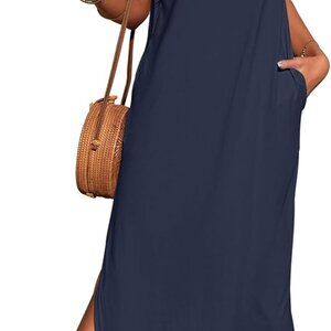 Women's Maxi Dress Summer Sleeveless Loose Beach Dress Pockets Casual